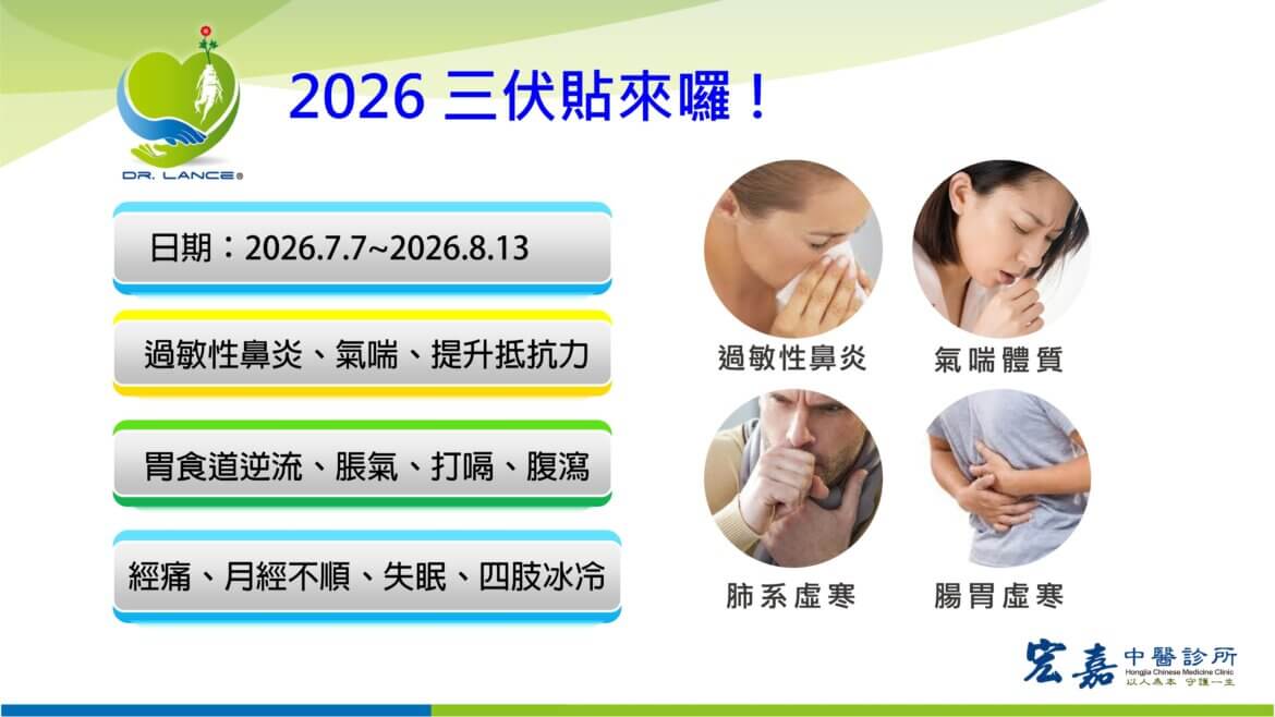 新莊宏嘉中醫 2026 三伏貼穴位敷貼療程，由林宏傑醫師為患者進行藥灸調理，改善過敏體質、氣喘與胃寒問題